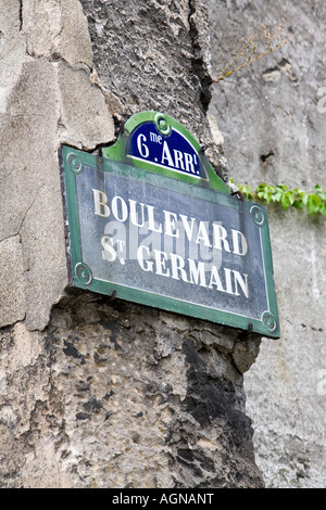 Boulevard St Germain Street Sign Foto Stock