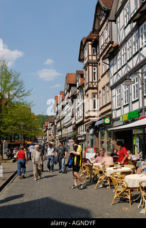 Hann. Hannoversch Münden Muenden Niedersachsen Germania al Weser fonte a molla Foto Stock