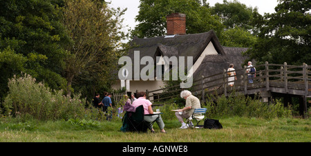 La pittura di Flatford storico nel Suffolk, Inghilterra Foto Stock