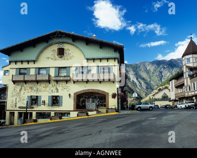 Stile bavarese SHOP edifici nel centro cittadino di Leavenworth " Stato di Washington " STATI UNITI D'AMERICA Foto Stock