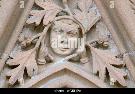 Southwell Minster / 'Green Man' Foto Stock