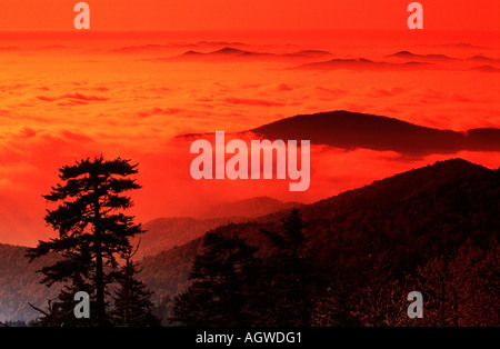 Monti Appalachi al tramonto Foto Stock