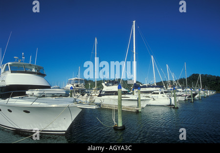 Yacht in marina a Whitianga sulla penisola di Coromandel Isola del nord della Nuova Zelanda Foto Stock