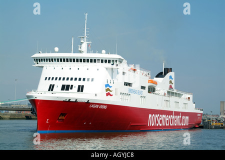 Lagan Viking nave roro Birkenhead a Belfast service Norsemerchant fiume Mersey Liverpool England Regno Unito Foto Stock