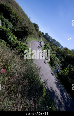 Vista del ciclo Eastway via un miglio di circuito nel sito di Stratford per Olympic 2012 Foto Stock