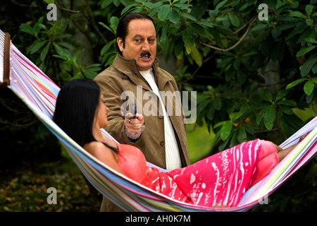 Mr Bhatti on Chutti -Signor Bhatti in vacanza - Bollywood riprese in Cumbria con Anupam Kher & Bhairavi Goswami Foto Stock