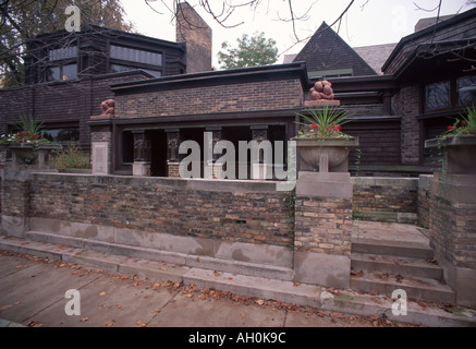 Frank Lloyd Wright Casa e studio, 428 Forest Avenue, Oak Park, Illinois. Casa costruita 1889. Esterno. Foto Stock