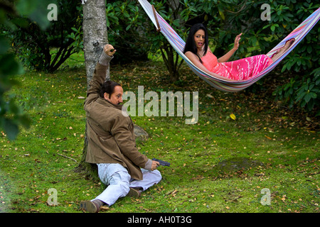 Mr Bhatti on Chutti -Signor Bhatti in vacanza - Bollywood riprese in Cumbria con Anupam Kher & Bhairavi Goswami Foto Stock