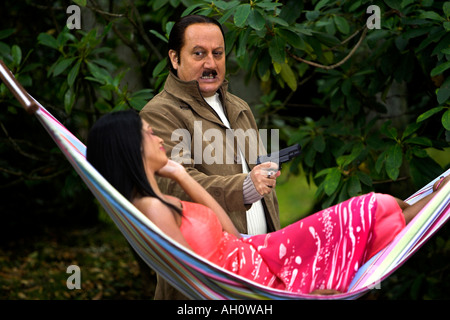 Mr Bhatti on Chutti -Signor Bhatti in vacanza - Bollywood riprese in Cumbria con Anupam Kher & Bhairavi Goswami Foto Stock