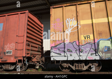 Trasporto merci ferroviario Carrozze Amelia Island FLorida U.S.A. Foto Stock