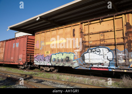 Trasporto merci ferroviario Carrozze Amelia Island FLorida U.S.A. Foto Stock