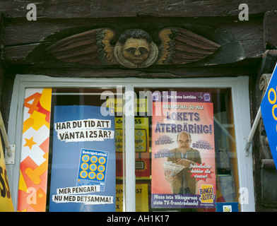 Angelo scolpito, "Casa degli angeli su Stora Norrgatan, Ystad, Skåne, Svezia. Foto Stock