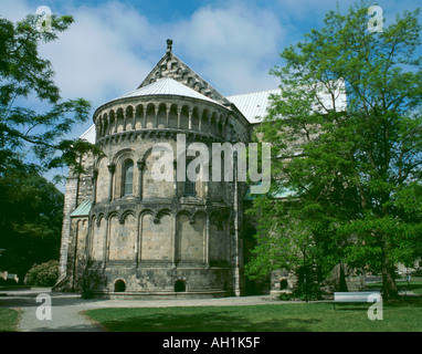 Vista esterna dell'abside ( facciata est ) di Lund Domkyrkan ( Cattedrale ), Lund Skåne, Svezia. Foto Stock