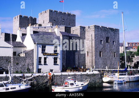 Castle Rushen e Castletown porto Isola di Man Foto Stock