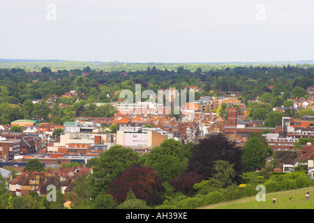 Guildford town center dal North Downs Foto Stock