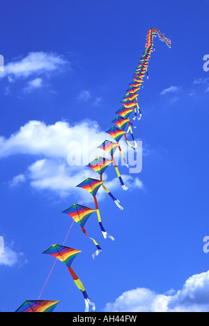 Serie di aquiloni contro il cielo blu IN ST. PAUL, MINNESOTA Foto Stock