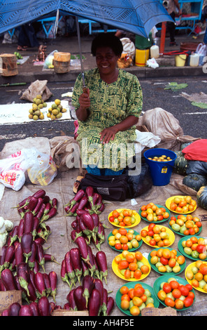 Viti Levu Coral Coast pomodori e melanzane mercato Sigatoka Foto Stock