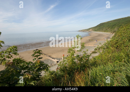 La spiaggia sabbiosa di Cei Bach vicino a New Quay, Cardigan Bay, Ceredigion nel Galles cymru REGNO UNITO, pomeriggio estivo Foto Stock