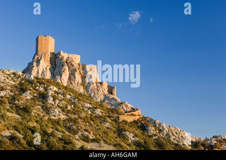 Francia Languedoc Roussillon Chateau de Queribus Foto Stock