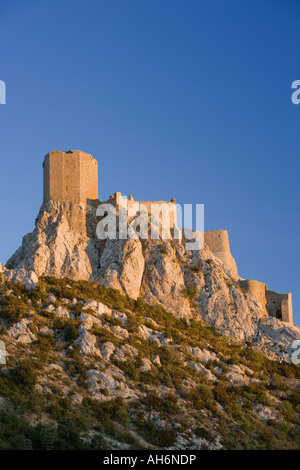 Francia Languedoc Roussillon Chateau de Queribus Foto Stock