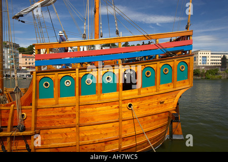 Una replica di John Cabot s nave di Matthew basato in Bristol Docks, Bristol, Avon, England, Regno Unito Foto Stock