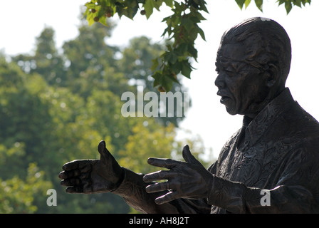 Nelson Mandela statua in piazza del Parlamento, London, England, Regno Unito Foto Stock