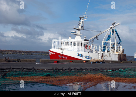 La pesca in barca al porto di camminare in Northumberland "Gran Bretagna" Foto Stock