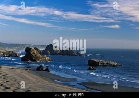 Rocky Sebastian spiaggia lungo l'Oceano Pacifico a sud della Oregon Foto Stock
