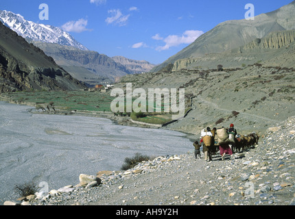 Kagbeni e gli abitanti di un villaggio , il Nepal Foto Stock