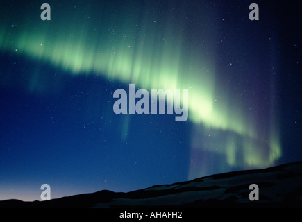 Radiati Aurora Boreale dal Lago Myvatn, Islanda Foto Stock