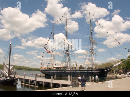 Nave baleniera in Mystic Seaport Connecticut USA Foto Stock