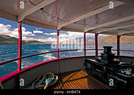 Abbassare il pianale del piroscafo ss earnslaw plica tra queenstown e Walter stazione di picco sul lago Wakatipu nuova zelanda Foto Stock