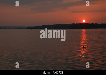 Sunset over Rutland acqua, England, Regno Unito Foto Stock