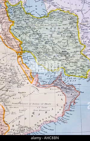 Mappa parziale del Medio Oriente nel 19 ° secolo. Foto Stock