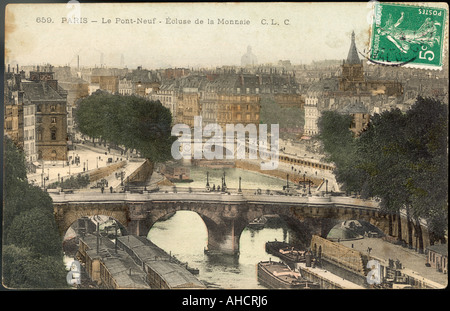 Paris Seine Pont Neuf Foto Stock