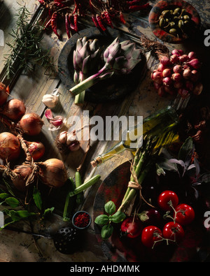 Tettuccio di still life di ingredienti italiani cibo editoriale Foto Stock