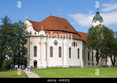 Un pellegrinaggio alla Chiesa del Salvatore flagellato Wieskirche vicino a Füssen Germania Juli 2007 Foto Stock