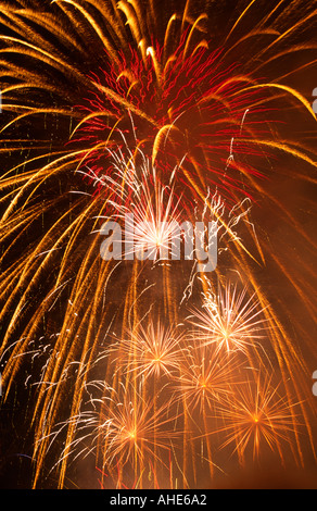 Fuochi d'artificio, Bristol Balloon Fiesta, Inghilterra. Foto Stock
