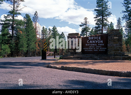 Ingresso al Parco Nazionale di Bryce Canyon, USA Utah Foto Stock