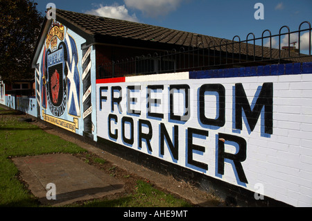 Murales lealisti nella Bassa Newtownards Road area protestante di East Belfast Irlanda del Nord . Questa zona del Newtownards Road ho Foto Stock