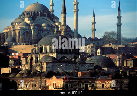 Istanbul moschee e minareti Rustem Pasa e Solimano , la Turchia. Foto Stock