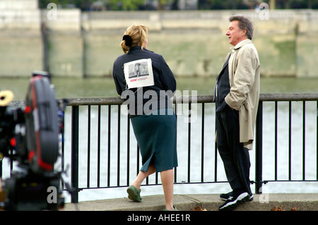 Il leggendario attore di Hollywood Dustin Hoffman girando un film 'Last Chance Harvey' di Londra Foto Stock