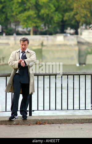 Il leggendario attore di Hollywood Dustin Hoffman girando un film 'Last Chance Harvey' di Londra Foto Stock