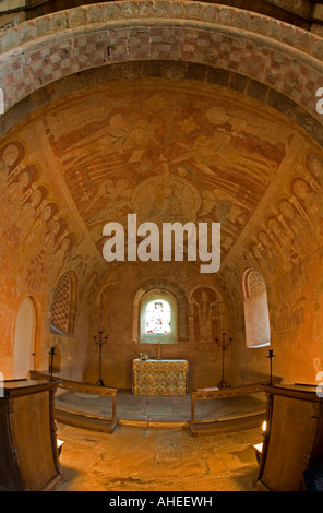 Gli affreschi all'interno Chiesa Kemply, Gloucestershire, Inghilterra. Foto Stock