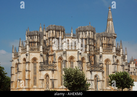 Facciata del Mosteiro de Santa Maria da Vitoria Monastero di Batalha Portogallo Foto Stock