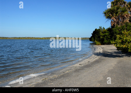 Florida Canaveral National Seashore spiaggia a Tumulo di tartaruga che si affaccia sulla laguna di zanzara in Indian River Foto Stock