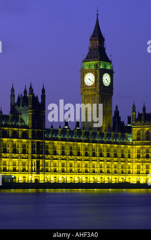 Case del Parlamento Big Ben clock tower London Regno Unito Foto Stock