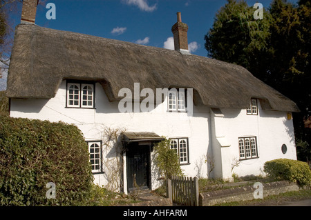 Cottage con tetto in paglia in West Meon Hampshire England Regno Unito Foto Stock