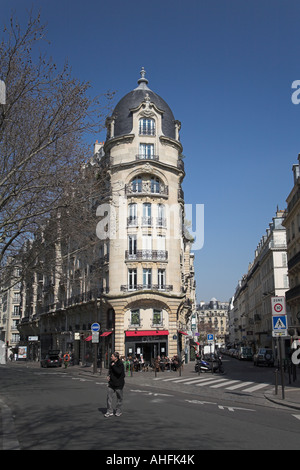 Giunzione di Rue Raspail e Boulevard du Montparnasse Parigi Francia Foto Stock