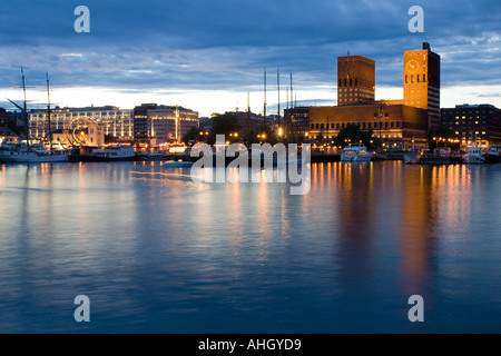 Aker Brygge area nel centro cittadino di Oslo, Norvegia Foto Stock